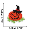 Toppa zucca di Halloween con ricamo cappello da strega nero, dettaglio tessile di 4,5 cm - Zucca (X3UL-068-04)