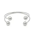 Moderne zilveren dubbellaagse open armband met gepolijste balaccenten voor dames - Zilveren Armband (PA1080)