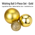 Three-piece set of golden cake topper spheres in shiny, matte, and glitter finishes - Wishing Balls Gold 3-Piece Set / 3cm/3.8cm/4.8cm