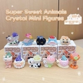 Macro shot of assorted crystal animal figurines including cats and rabbits on wood - Animal Crystal Little Bean (Full Box)