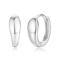 Orecchini a cerchio in argento S925 lucidato con design a goccia e finitura a specchio - Oro Bianco