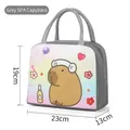 Gray insulated lunch bag with cute Capybara spa pattern and waterproof handles - Grey SPA KBLP