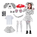 Dalmatian dog costume set with tutu skirt, ears headband, and gloves for kids - Dalmatian 10-Piece Set With Clip Tail