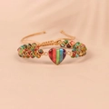 Handmade bohemian beaded bracelet with rainbow heart pendant and adjustable cord - Rainbow Gradient Heart