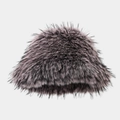 Gros plan sur le chapeau bob en peluche gris-violet montrant la texture douce et épaisse - Taille unique / Violet