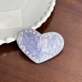 Pinza para el pelo de corazón púrpura con diamantes de imitación y textura de acetato - Pinza para el cabello / Morado