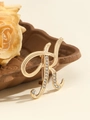 Elegant gold letter R brooch with sparkling rhinestones and delicate beaded edges - Gold Letter K