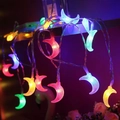 Solar powered multi-color LED moon fairy lights for outdoor camping and garden decoration - A Bright Clear Moon (in Color) / Battery Steady (1.5m 10LED)