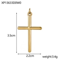 Pendentif croix en or poli avec dimensions 3,5cm sur 2,2cm sur fond blanc pur - XP13633D0W0-Croix dorée lisse