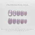 Short square press-on nails in lilac purple cat eye finish with rainbow laser shimmer - Lilac Cat Eye Style (1019)