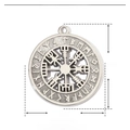 Detailed size parameters of silver stainless steel Viking compass pendant on white background - Viking Compass Vegvisir / Silver