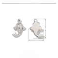 Detailed size chart of stainless steel fish charms measuring 15mm by 11mm for DIY jewelry - Silver Fish