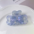 Detail of blue gradient butterfly hair claw clip with pearl finish and rhinestone center - 5# Iridescent Blue