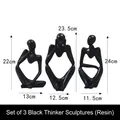 Set of 3 minimalist black resin abstract thinker statues for modern home decoration - Black Thinker Three-piece Set