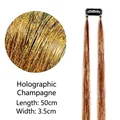 Laser champagne tinsel hair extension with clip 50cm length shining metallic texture - Laser Champagne