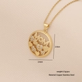 Golden MOM heart pendant necklace with crystal detail and copper stainless steel chain - MOM Round Hollow Style (4#)