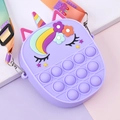 Purple unicorn silicone fidget purse with rainbow strap and 15-hole bubble pop design - Purple (Fringe)