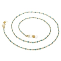 Golden eyewear chain with turquoise beads and adjustable white silicone loops - Gold Cyan Beaded Style (650*2mmKSC073-Z)