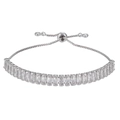 Bracciale regolabile in argento con zirconi rettangolari e chiusura a scorrimento chic - Zirconia Bianco (Argento)