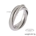 Bracciale a spirale a tre strati in acciaio argento con finitura a coste e diametro di 8cm - Bracciale Piccolo Argento (Z010)