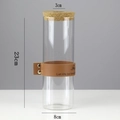 Hydroponic glass vase with cork stopper and brown leather strap height 23cm - Cylinder (8*23cm) with Brown Strap