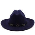Dettaglio cappello in lana blu navy con fibbie metalliche argentate e incise - M (56-58cm) / Blu Notte