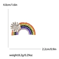 Creative rainbow sun brooch with colorful rhinestones and gold alloy plating 4.0cm x 2.2cm - Colorful
