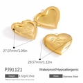Polished gold stainless steel heart locket necklace with I Love You engraving - PJ91121/Gold/I Love You/28mm