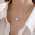 Elegant rice freshwater pearl pendant necklace with silver snake chain for women - Pearl Cluster Pendant Snake Chain (TAT-616)