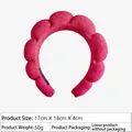 Bright pink padded sponge headband in soft plush fabric, size 17x18x4cm for hair styling - Terry Cloth Headband / Rose Red