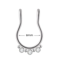 Nasenring aus silbernem Edelstahl mit Zirkonia-Steinen und 8mm Innendurchmesser - NO 7 (Nicht-Piercing-Clip)