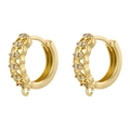 Goldene, hohl ausgearbeitete Doppelreifen-Ohrringe mit Zirkonia-Mikropavé und Haken - VE1382 / Gold