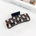Gothic Halloween hair claw clip in black with ghost and pumpkin cartoon prints - Halloween #1 - Rectangle