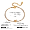Gold stainless steel letter V bracelet with sparkling white cubic zirconia stones - Letter V (JDB0305011-V)