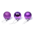 Set di palline di Natale viola con finiture glitter, a specchio e opache - Viola / 3cm