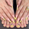 Set unghie finte sfumate rosa e gialle con strass per mani e piedi completi - Stile Sfumato Rosa Giallo Con Strass (Serie 02)