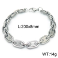 Bracciale a catena a chicco di caffè in acciaio inossidabile argento da 200x8mm - Stile B Bracciale Naso di Maiale (Larghezza 8mm) / 20cm / Color Acciaio