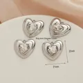 Set of 4 silver heart pendants with clear zircon stone and 2.5mm inner ring diameter - 793# Silver - White Zirconia