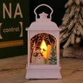 White Christmas lantern with snowman painting and warm LED candle inside for tabletop decor - Flat White Snowman