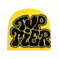 Berretto in maglia giallo acceso con scritta nera TOPTIER dallo stile streetwear trendy - Giallo