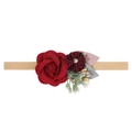 Floral baby headband with red roses and gold berries on a soft nylon elastic band - Style 7 (7)