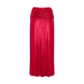 Red metallic maxi skirt with elegant ruched waist and high-shine textured finish - One Size / Bottoms / Red