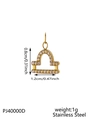 Golden Libra zodiac pendant in stainless steel with sparkling white cubic zirconia stones - Gold Libra (Inlaid)