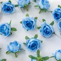 Cabezas de rosas de seda azul real para decoración de bodas y manualidades de bricolaje - Azul