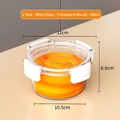 Récipient alimentaire hermétique rond transparent de 300ml avec boucles blanches en plastique - Rond/Moyen/300ml / Blanc