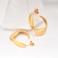 Minimalist twisted gold stainless steel earrings with polished irregular curved surfaces - Gold