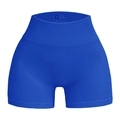 High-waisted seamless royal blue yoga shorts with ribbed texture and peach lift design - Klein Blue