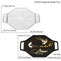 Detailed size chart for octagonal epoxy tray silicone mold with handles for DIY crafts - Octagonal Handle Tray Mold