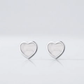 Elegantes pendientes de corazón en plata de ley 925 con textura de mármol gris - Plata de ley 925