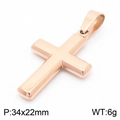 Polished rose gold stainless steel cross pendant, minimalist style, 34x22mm size - Style B (KP130585-HR)